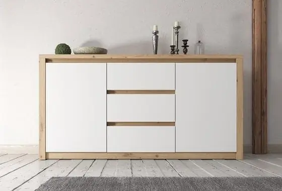 White and Oak Sideboard with Drawers