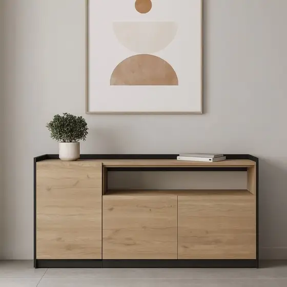 Oak TV Console with Display Shelf