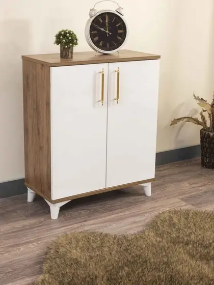 Shoe Cabinet with Gold Handles