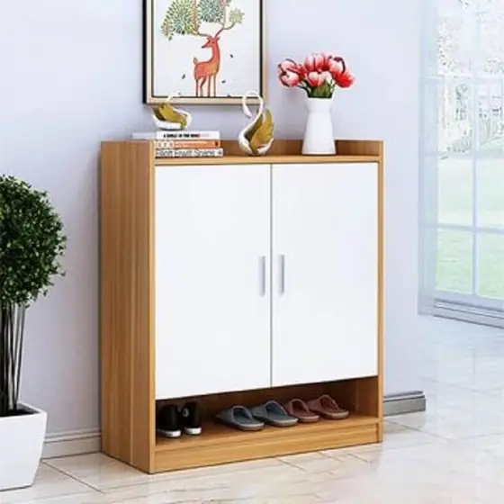 Oak Shoe Cabinet with Open Base
