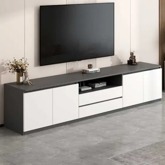 Graphite and White Floating TV Unit